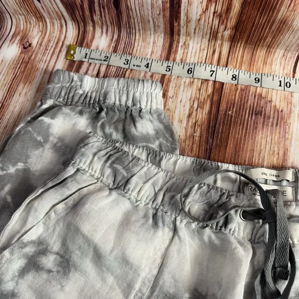 Rachel Zoe 100% Linen Size Large White Gray Tie Dye High Rise Jogger Pants 29x29 - Picture 6 of 8
